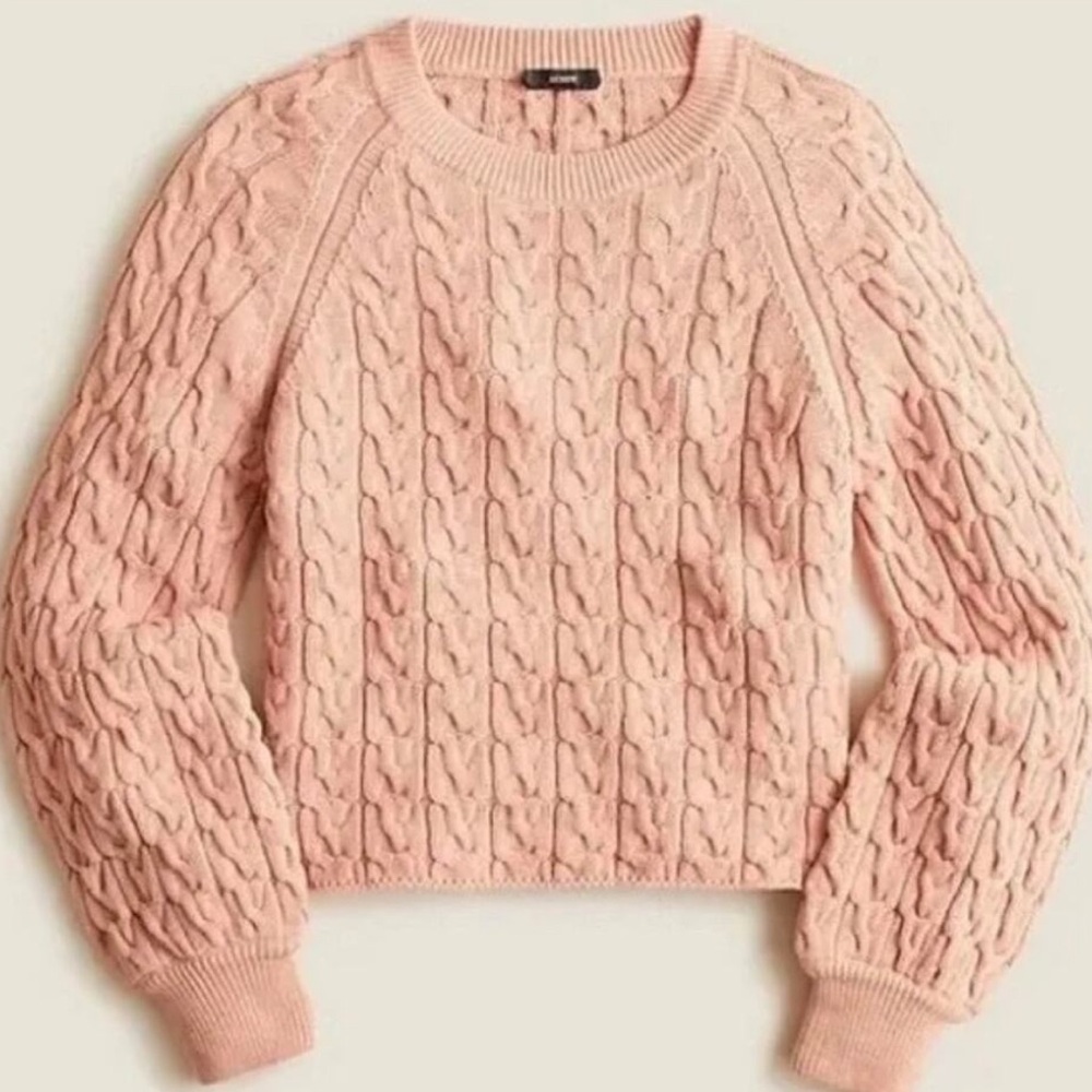 EUC J. CREW Cable Knit Crewneck Sweater in Pink